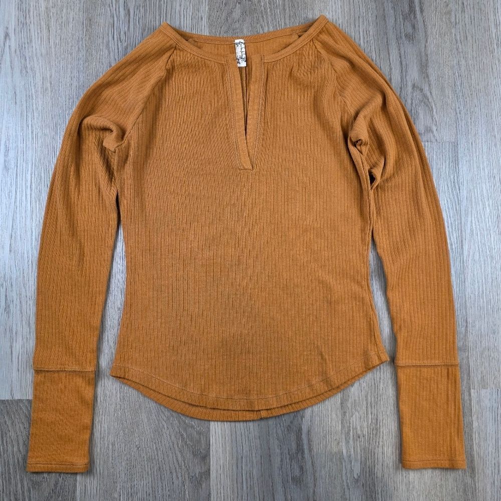 Intimetely Free People Ribbed Long Sleeve Top Size L